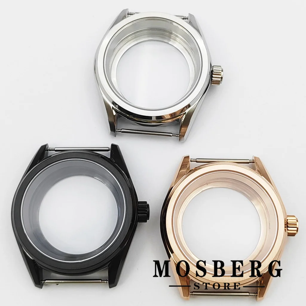 

38mm Watch Case Rose Gold Black Sapphire Glass For NH35 NH36 ETA2824 PT5000 Movement Accessory Part