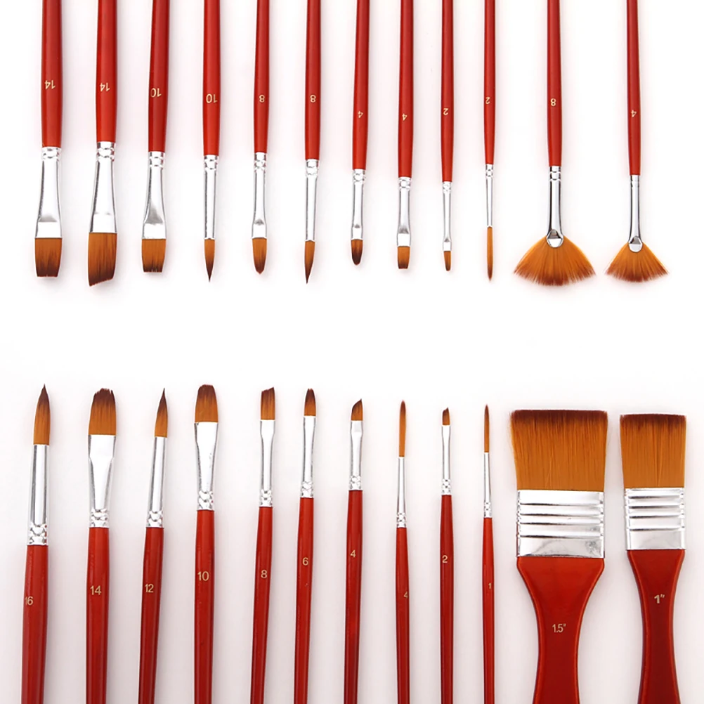 

24Pcs Painting Brush Set Nylon Watercolor Oil Brushes Durable Drawing Tools Portable Painting Supplies Watercolor