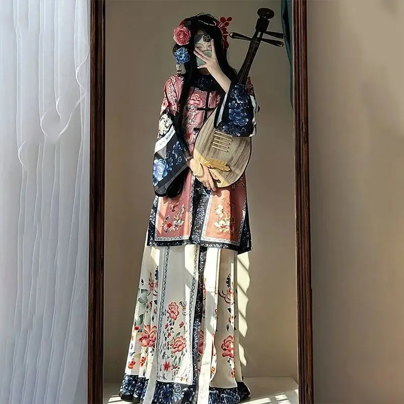 

Original New Hanfu Round-neck Ethnic Clothing, Chinese-style Heavy Horse Face Skirt Set Chinese Traditional Dress