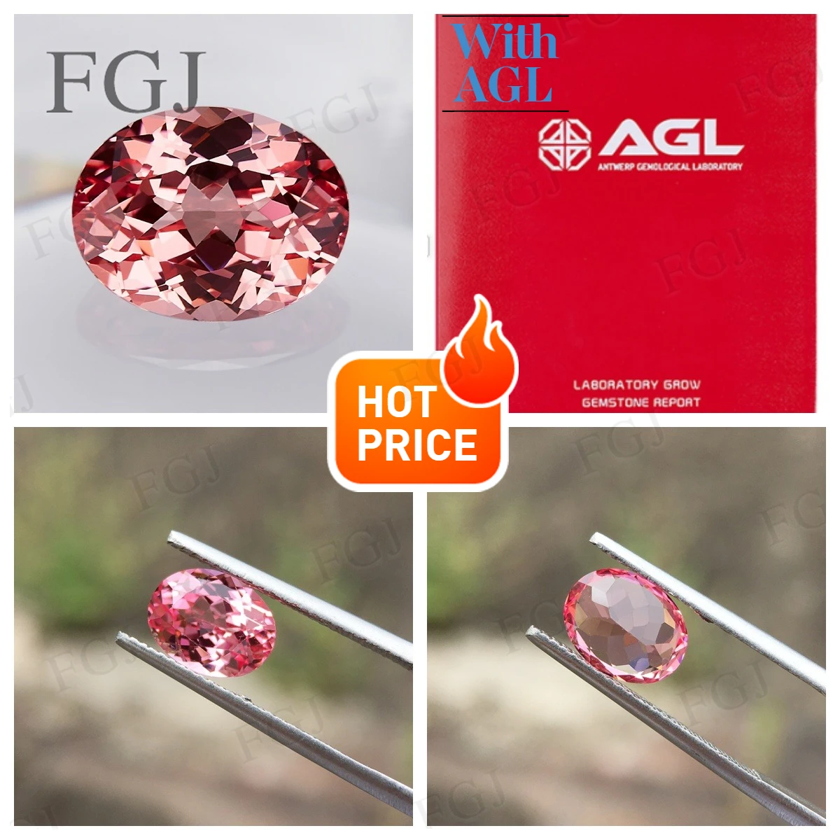 

2025 New Arrival Oval Cut Lab Created Padparadscha Fashion Gemstone Beads AGL Selectable For Girls Party Birthday Jewelry DIY