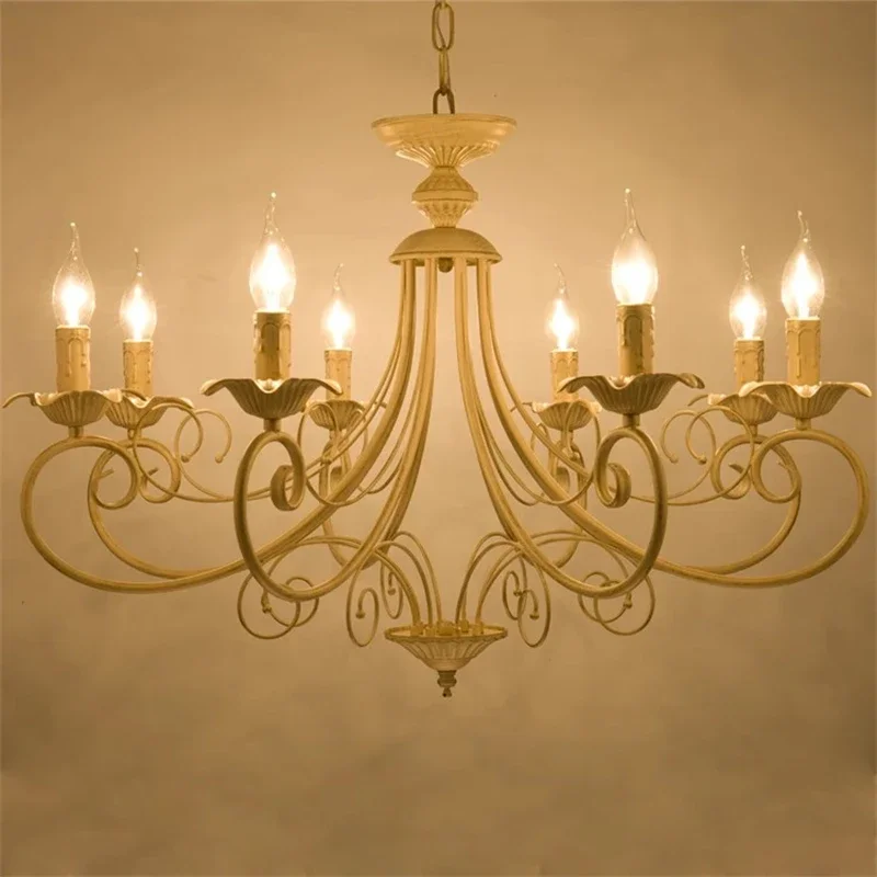 

European classic living room Chandeliers forged iron E14 candle Chandeliers retro bedroom kitchen home decoration lighting