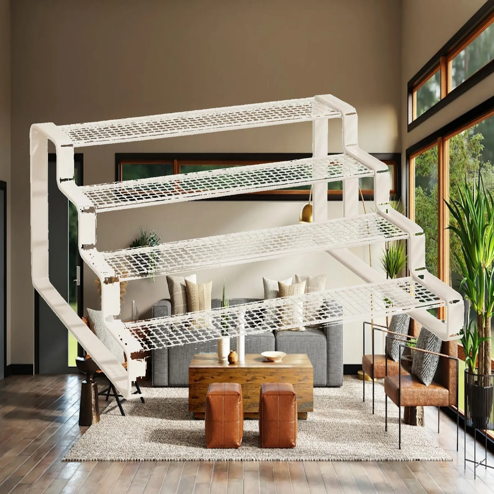 Compact Succulent Storage Shelf White Tiered Plant Stand for Small Spaces Balcony Shelf