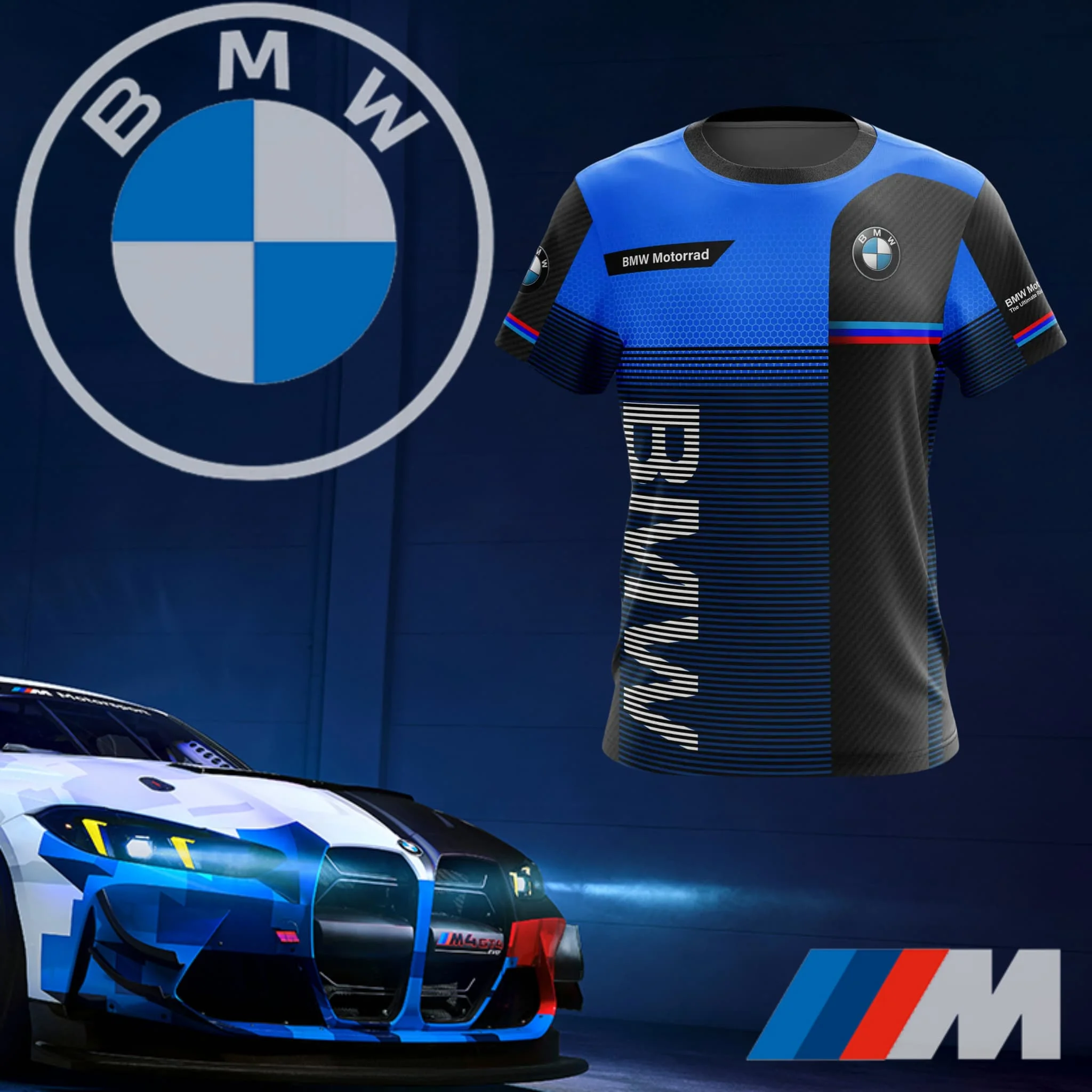 

Summer New BMW Oreo Striped Blue Quick-drying T-shirt Outdoor Sports Motorcycle Training Shirt Fast-drying Cycling Short Sleeves