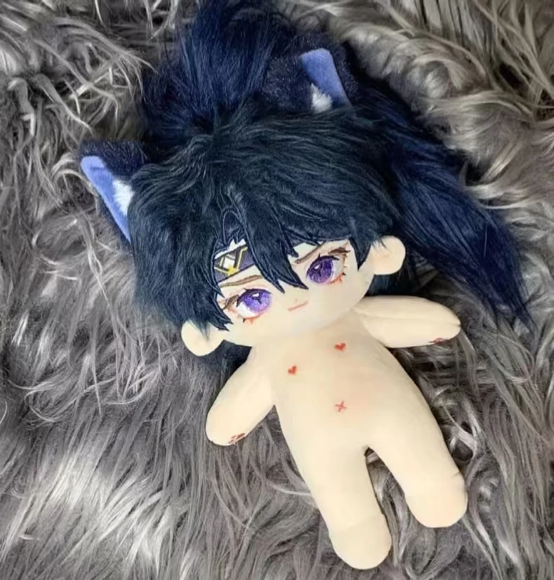 Ashes Of The Kingdom Fu Rong 20cm Anime Game  Cosplay Plush Doll Body With Skeleton Handsome boy with long hair and animal ears