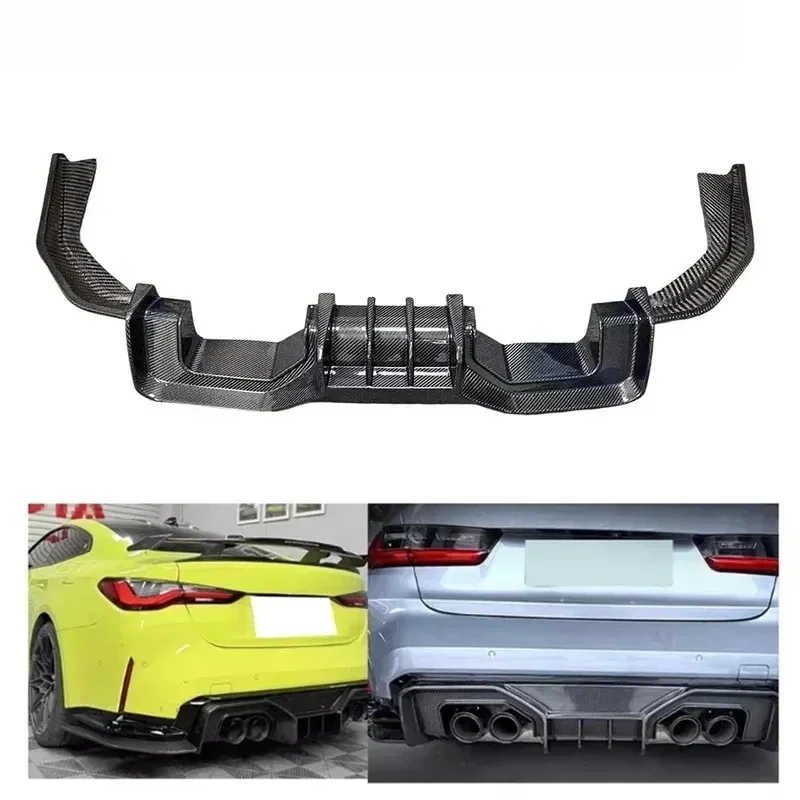 Carbon Fiber Rear Bumper Spoiler with Diffuser Lip Body Kit 6