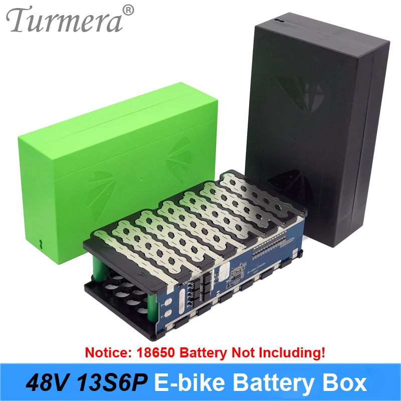 Turmera 48V 52V E-bike Battery Box 13S6P 18650 Holder with Welding Nickel 13S 20A BMS for E-scooter or Electric Bike Battery Use