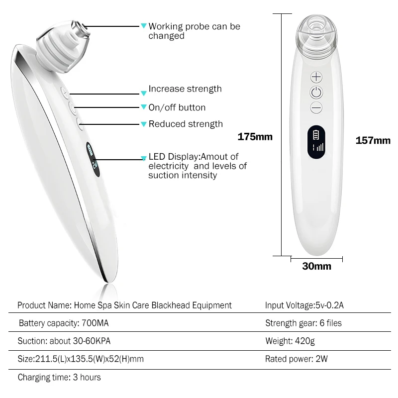Electric Suction Blackheads Deep Cleansing Pore Cleaner Black Head Removal Rechargeable Strong Vacuum Suction Blackhead Remover