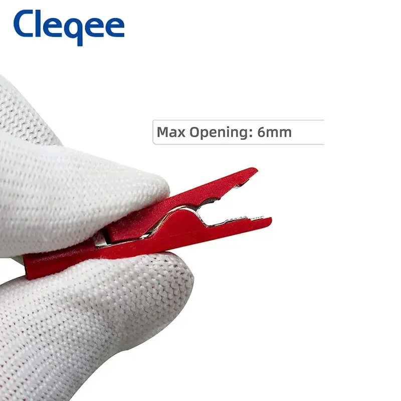 Cleqee P2009 Full Insulated Mini Alligator Clip with 2mm Socket Crocodile Clip to 2mm Test Probe Banana Plug Jack 6 Colors
