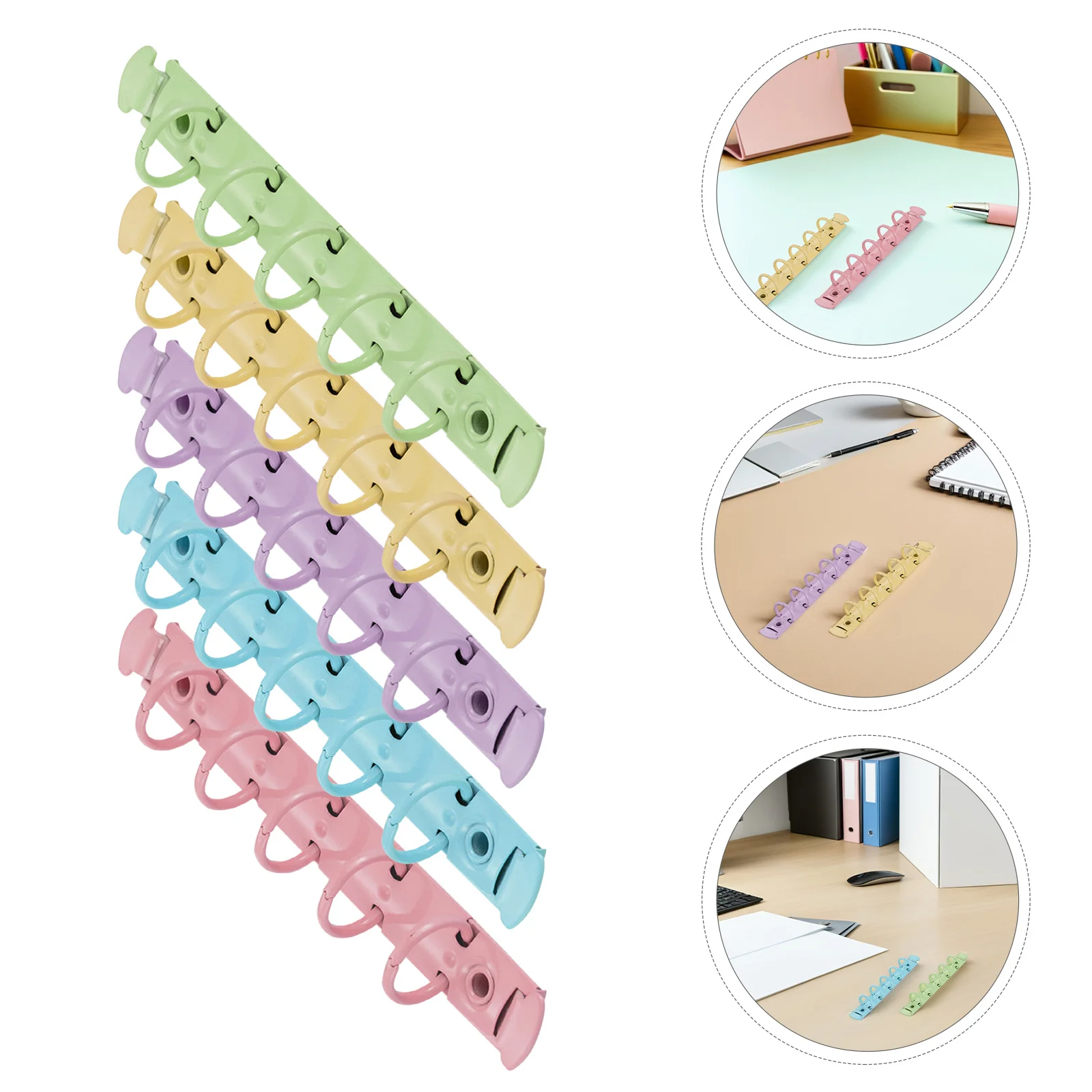 

5pcs Colorful Metal Clips 5-Hole Wear-Resistant Loose Leaf Rings For Diy Notebooks Scrapbooks Flash Cards Reusable