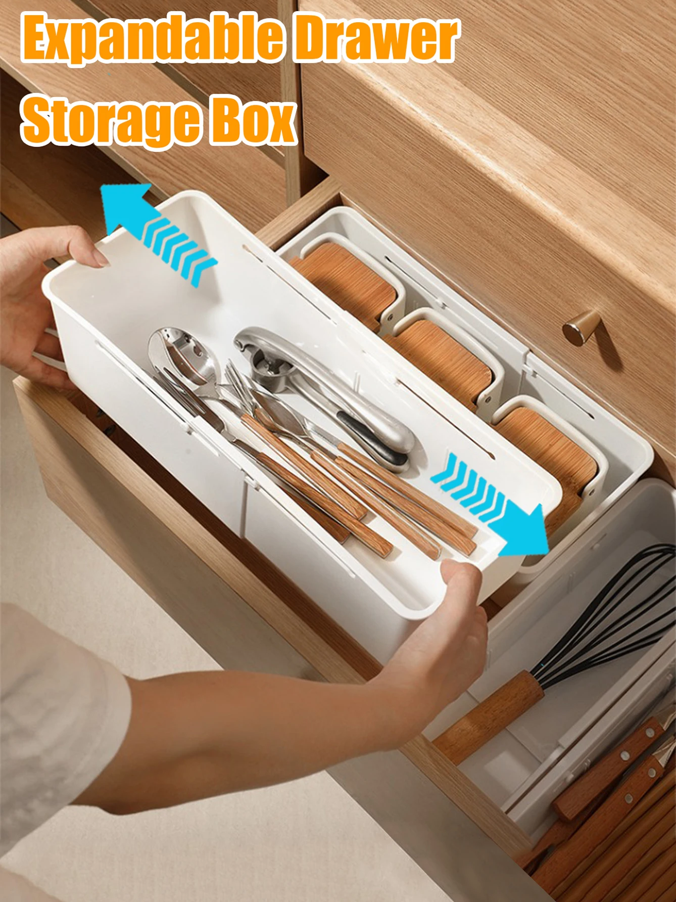 Organizador de cajones incorporado ajustable, caja con múltiples compartimentos para cosméticos/joyas/ropa interior/escritorio/cocina/baño/guarda-roupa