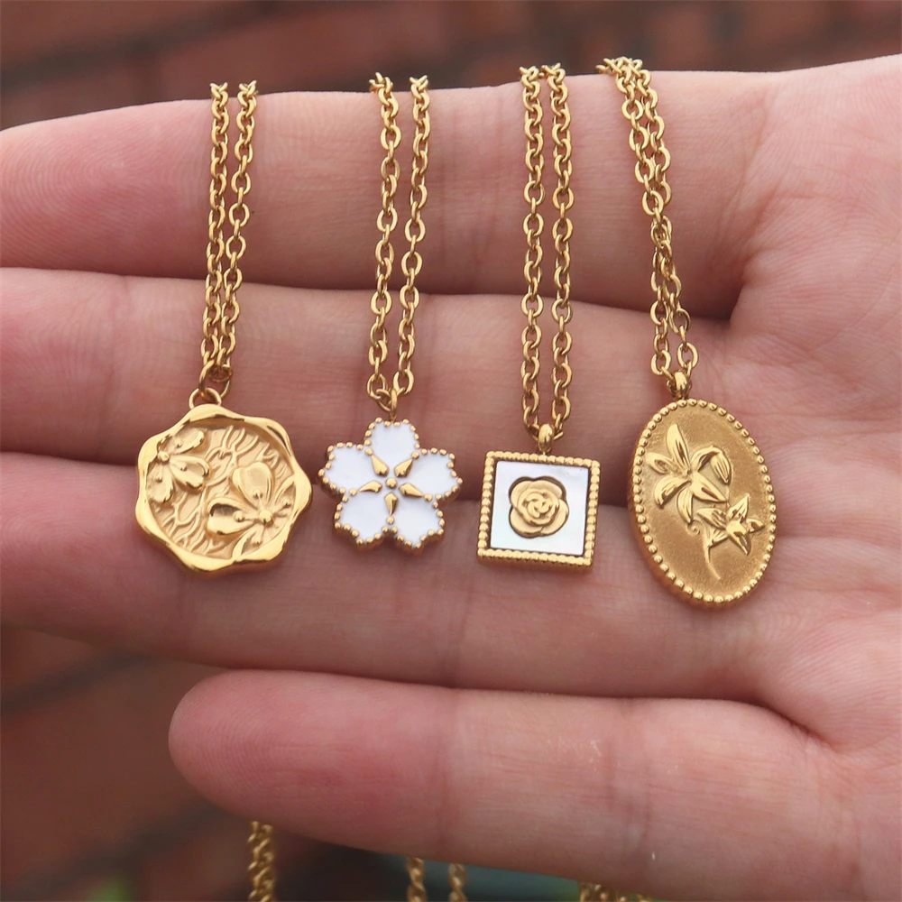 Collares de flor de cerezo natural Para Mujer y niña, joyería de BFF, collar con colgante de Sakura, Collares de monedas florales Para Mujer