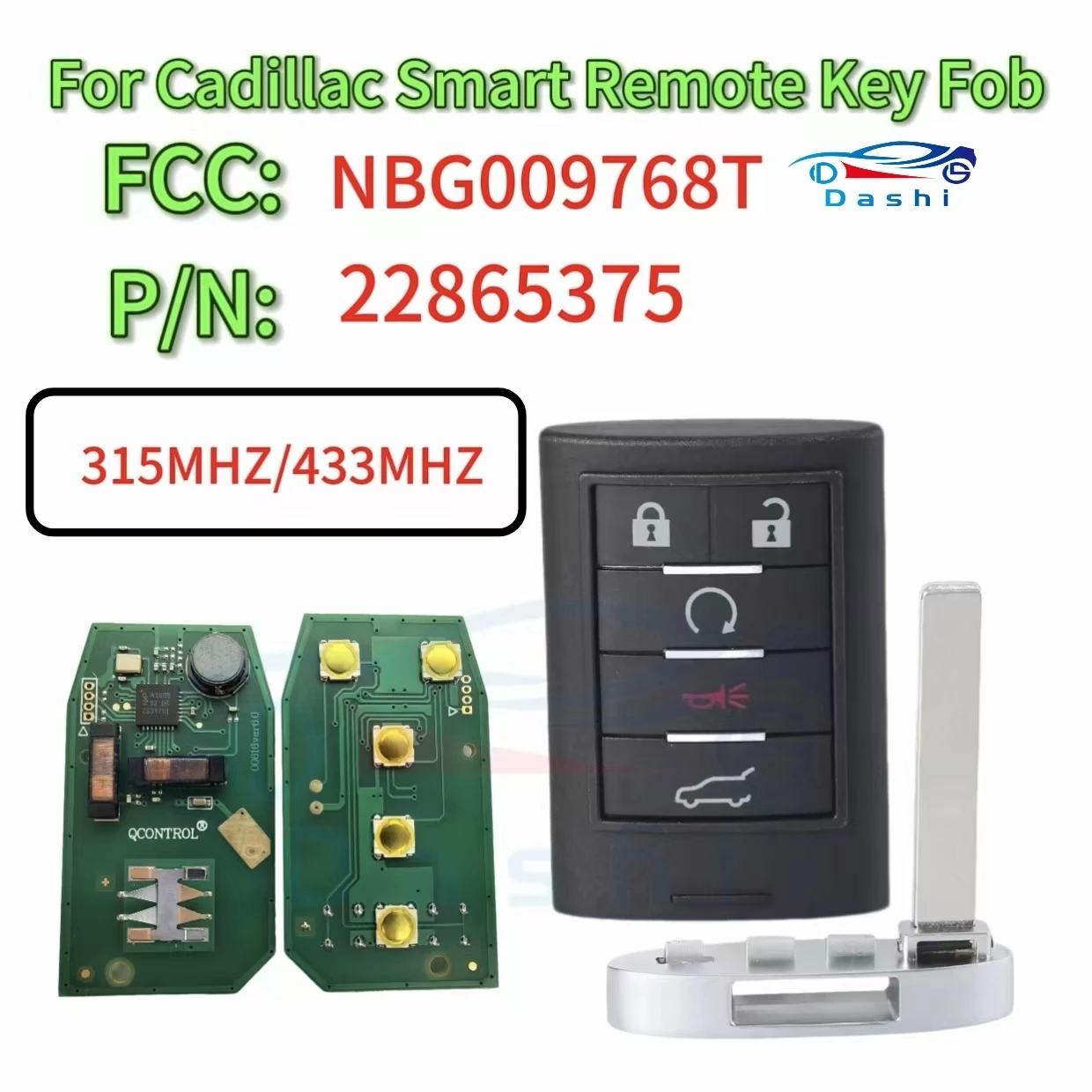 

da shi NBG009768T For Cadillac ATS SRX CTS XTS DTS 2010 2011 2012 2013 2014 Smart Key Remote ID46 315/433MHz Keyless Entry Fob
