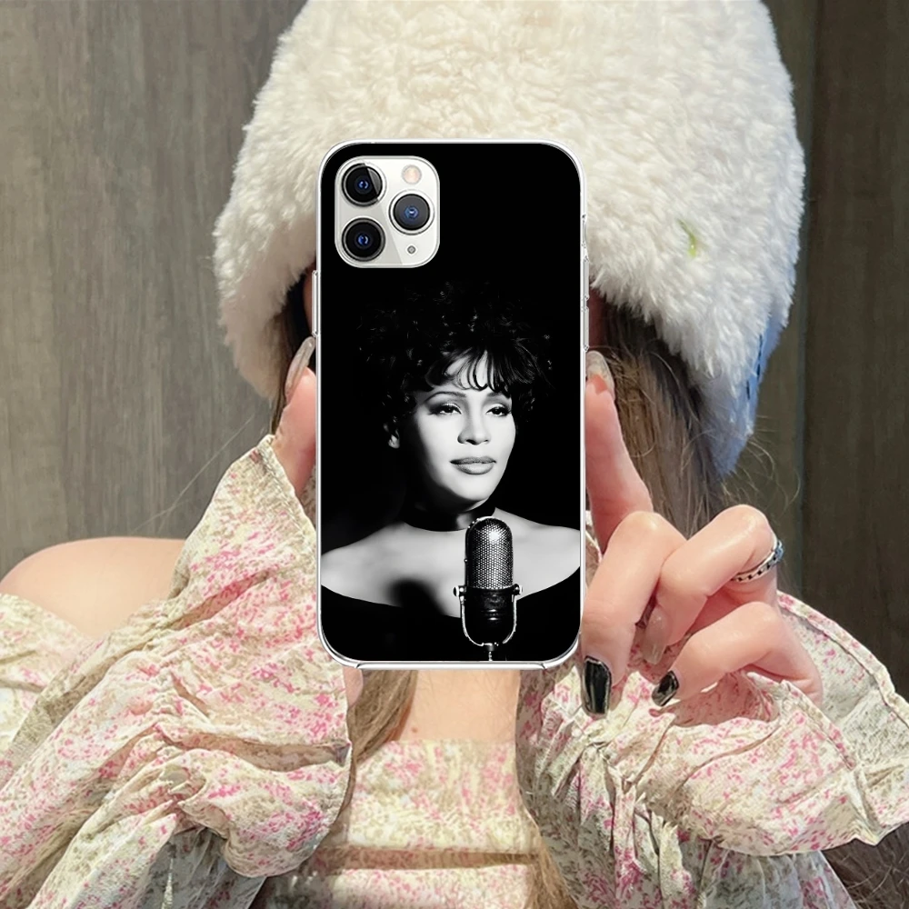 Whitney Houston Mobile Cell Phone Case for iPhone 15 14 13 12 11 X XR XS 8 Pro Max Plus Mini Clear Transparent Phone Cover Shell