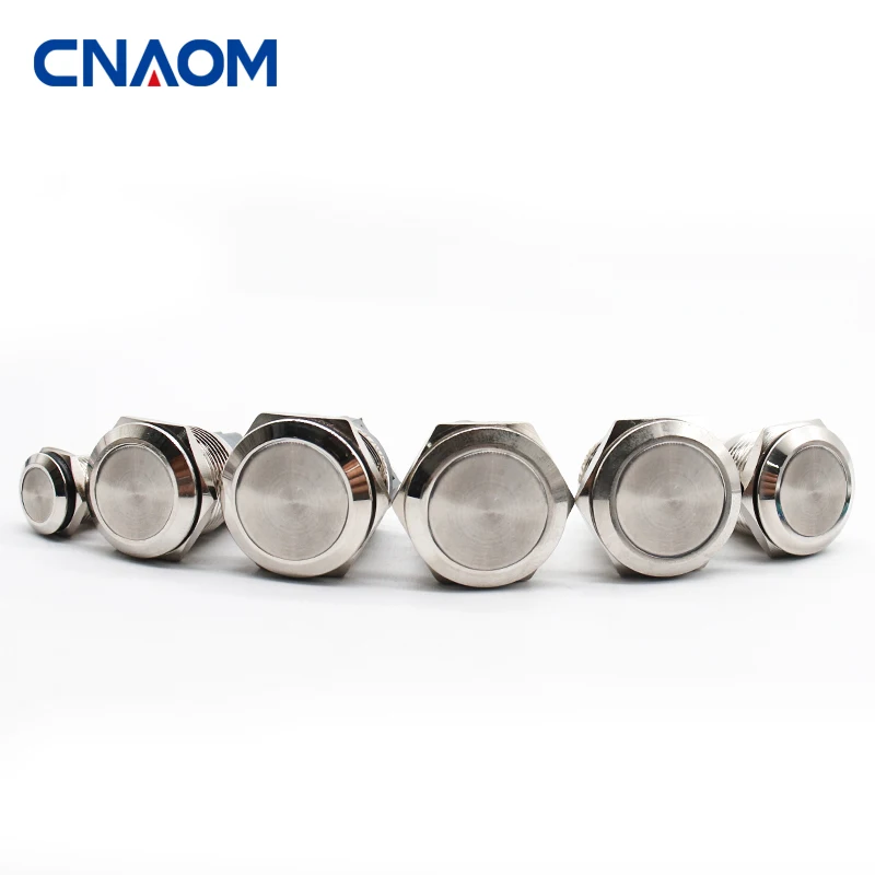 

12/16/19/22mm Metal Push Button Switch Waterproof Momentary Latching Power Switch No LED Start Stop On/Off High Head Flat Head