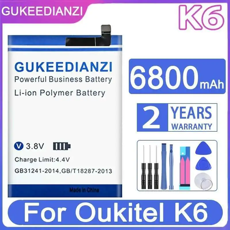 

6800 мАч для Oukitel K6, надежная сменная батарея для мобильного телефона, стабильная