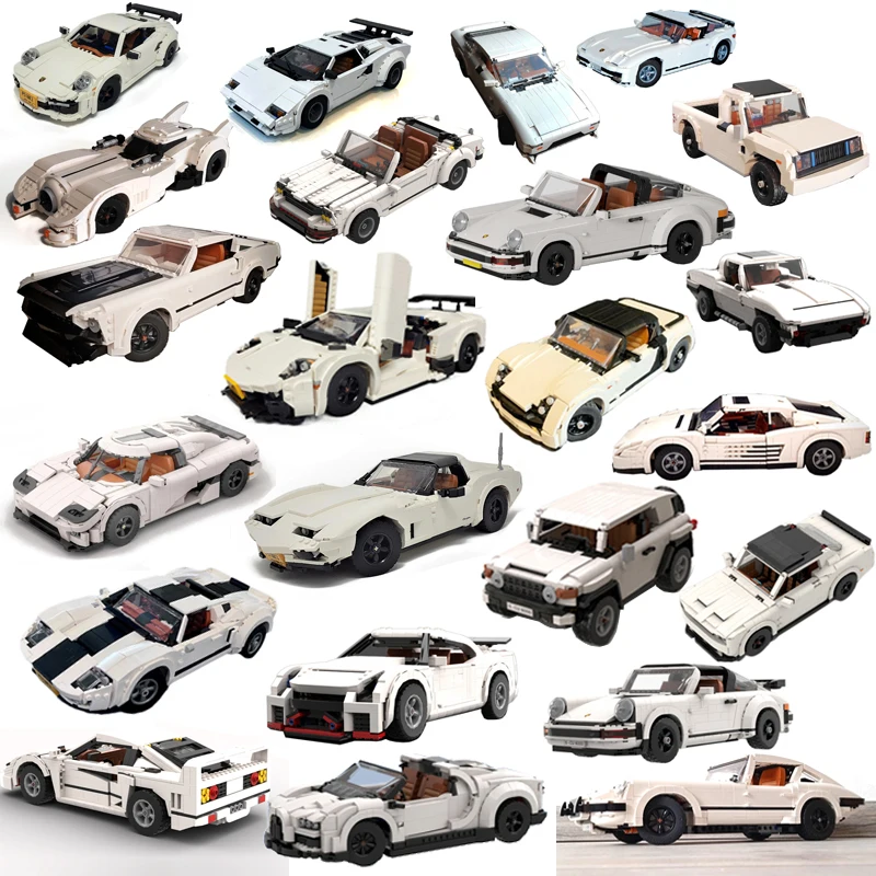 

MOC Building Blocks Cars Rancher F40 Shelby Cobra C3 GT40 GT-R Murcielago FJ Cruiser SUV Roadster Pickup 10295 MOD Bricks Toys