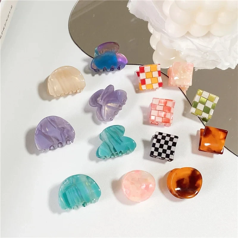 Acetate Mini Hair Claw Pastel Colorful Irregular Geometric Clawclip Small Shark Clip Hair Clamps Grab Women Hair Accessories