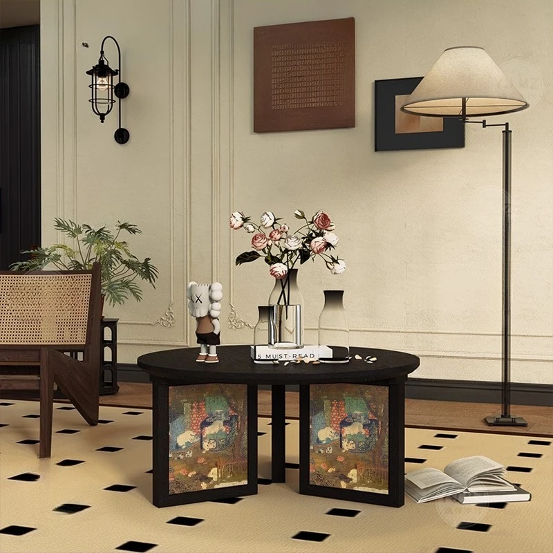 

Living room household solid wood small coffee table balcony mobile tea table