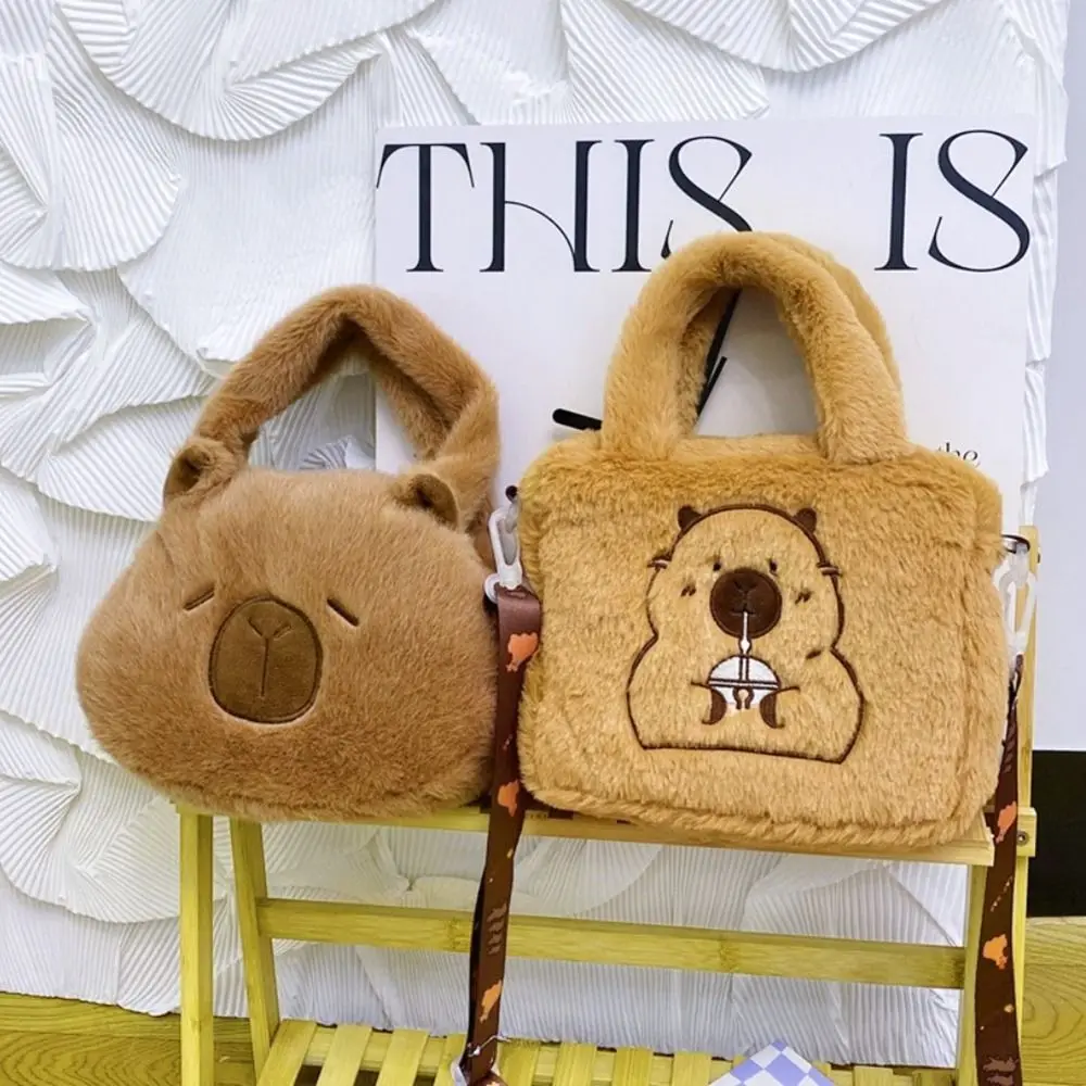

Plush Cartoon Cartoon Shoulder Bag Animal Capybara Plush Handbag Tote Bag