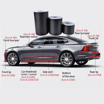奈米碳纖維汽車貼紙 DIY黏貼保護條 汽車門檻側視鏡防刮膠帶 防水保護膜 10 最佳銷售 車門貼紙 - №2