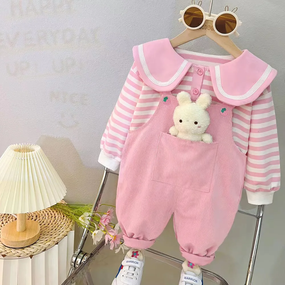 New Autumn Children Jumpsuit Sets 1-7 Years Toddler Kid Boy Girl Pocket Loose Suspender Long Pant Fashion Overalls Clothes