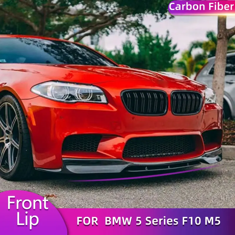 Carbon Fiber Front Bumper Lip Spoiler for BMW 5 Series F10 M5 2012-2016 Car Racing Front Lip Splitters Chin Apron Body Kits