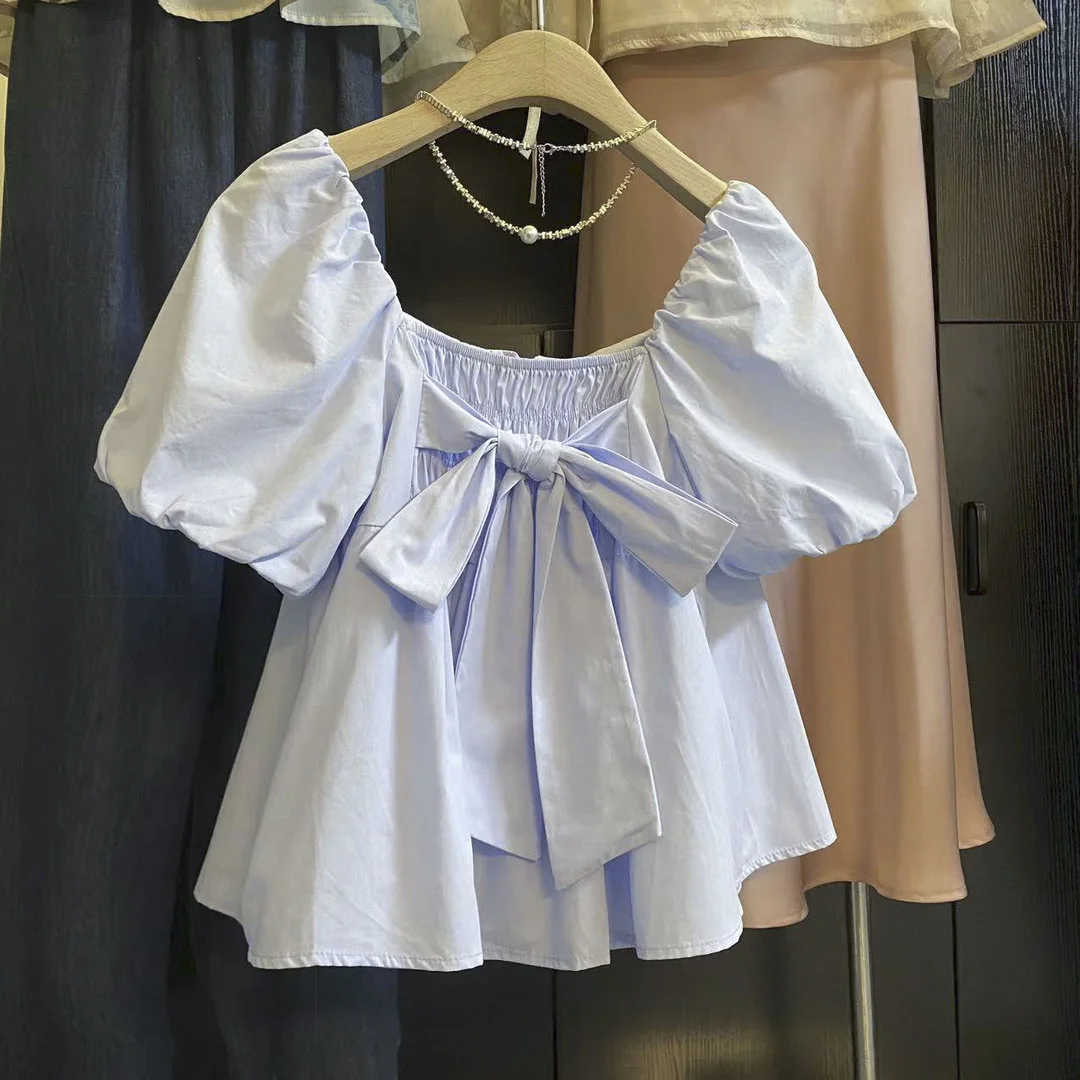 

Short Sleeve Shirts Womens Tulle Pleated Pintuck Cropped Shirt Vacation Travel Fairycore Artistic Feminine Student Youthful