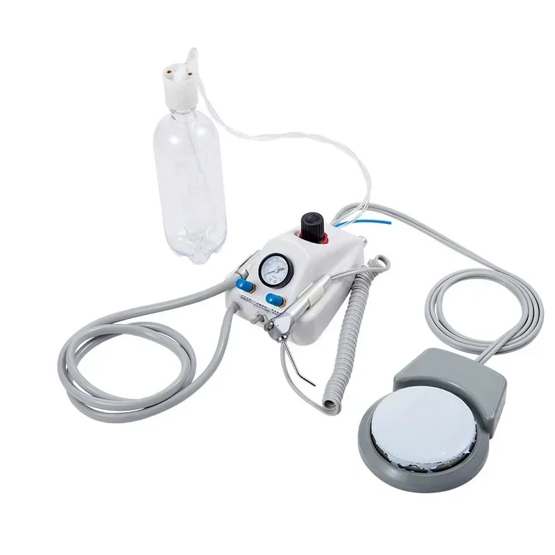 Portable 4 Holes Air Turbine Unit Stainless Steel Mini Dental Delivery Unit With 600ML with Air Water Syringe Water Bottle
