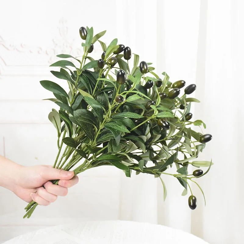 

1Pcs Artificial Plant With Fake Fruit Realistic Looking 4 Forks Design Simulated Olive Branch Photography Prop Home Party Decor