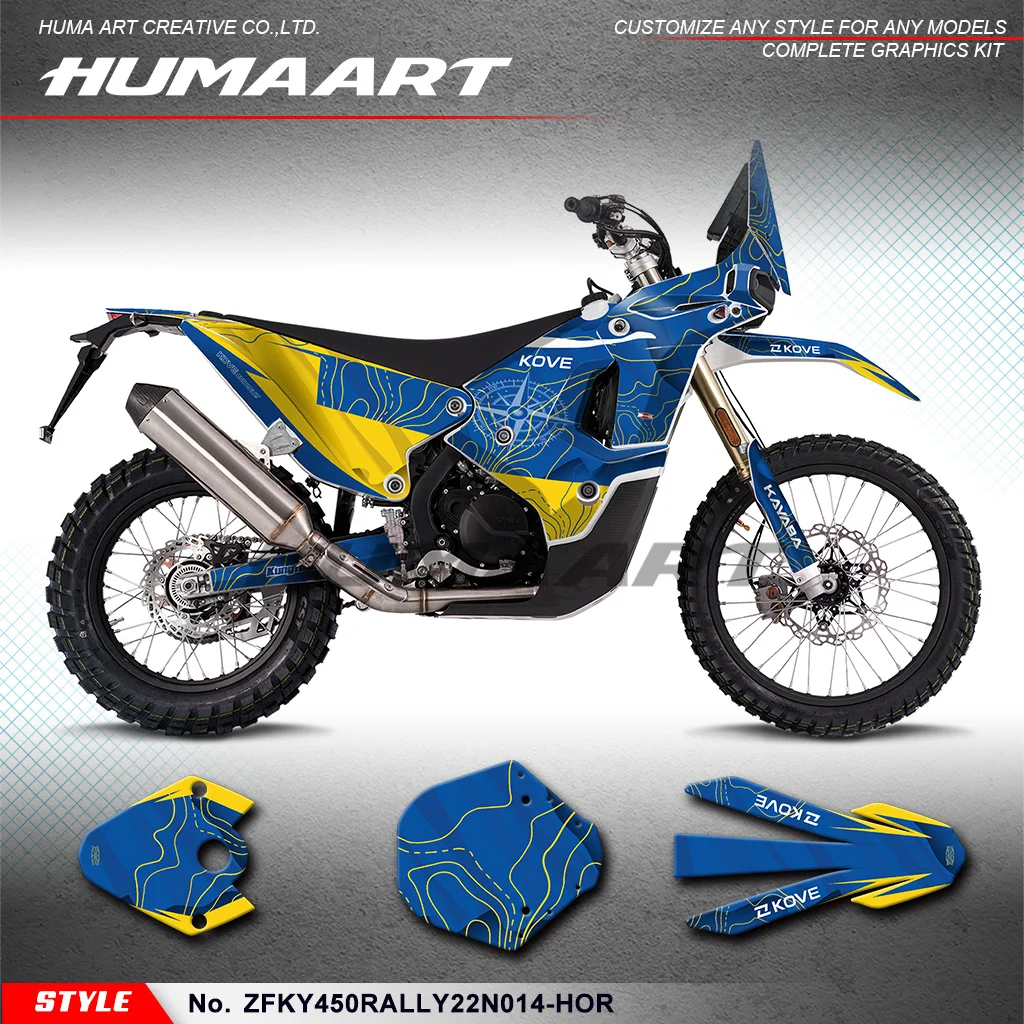 

HUMAART Personalized Graphics Sheet Stickers Complete for KOVE 450 Rally Rally450 2022 2023 2024 Blue, ZFKY450RALLY22N014-HOR