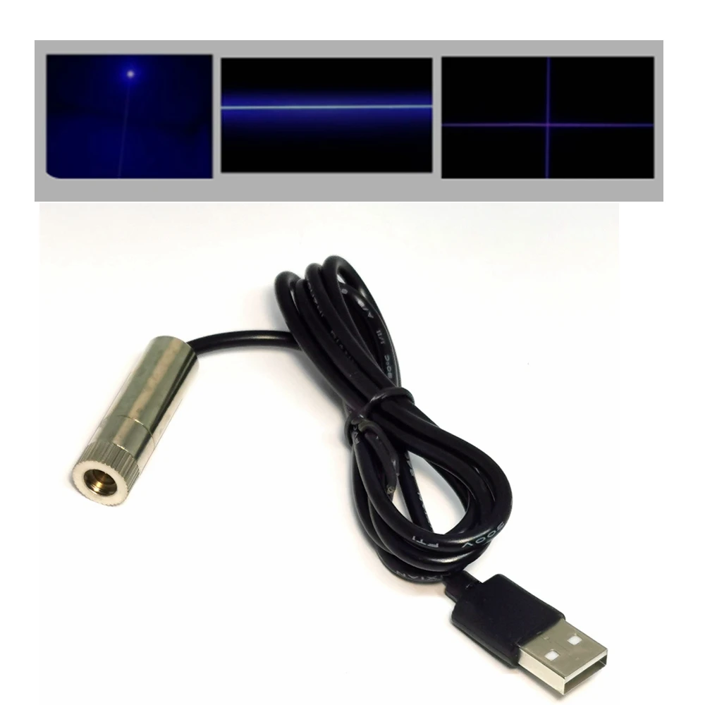 450nm 80mw Blue Dot/Line/Cross Beam Laser Diode Module 5v With USB