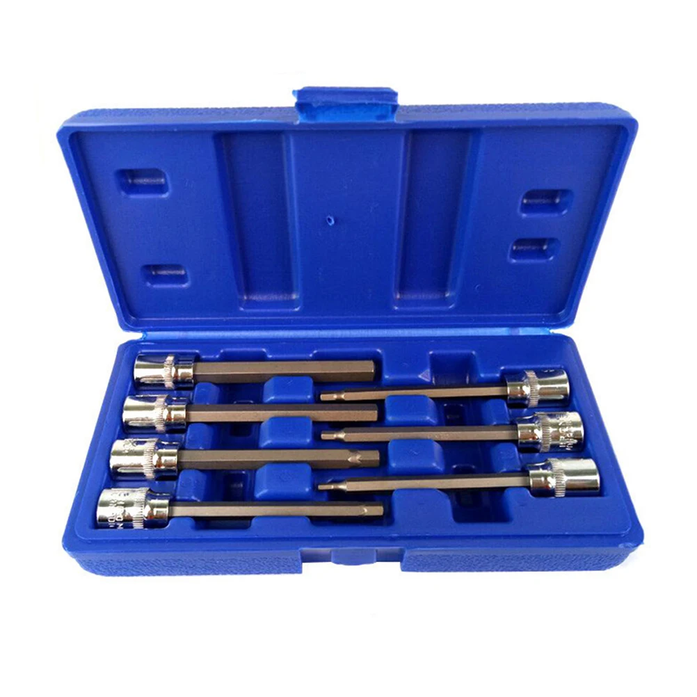 

14 pcs Extra Long Bit Socket Set Wrench Sockets Chrome Vanadium Steel Storage Case Car Motorcycle Vehicle Fasteners