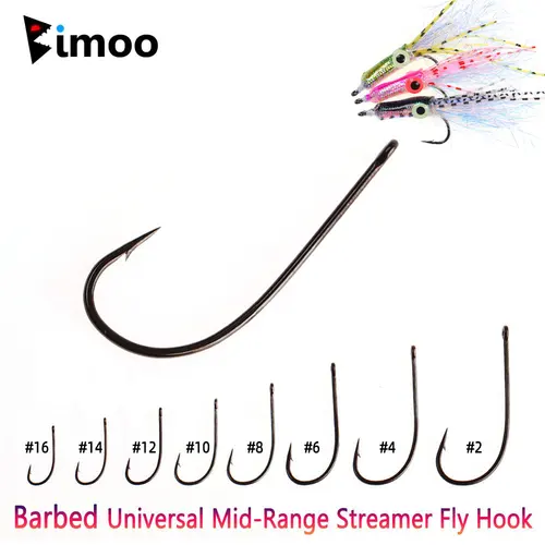 Bimoo 50 Uds. Gancho de atado de moscas con serpentina mediana con púas para atar pececillos, insectos lanosos, patrón de boca pequeña, insectos de pelo hilados, señuelo de trucha