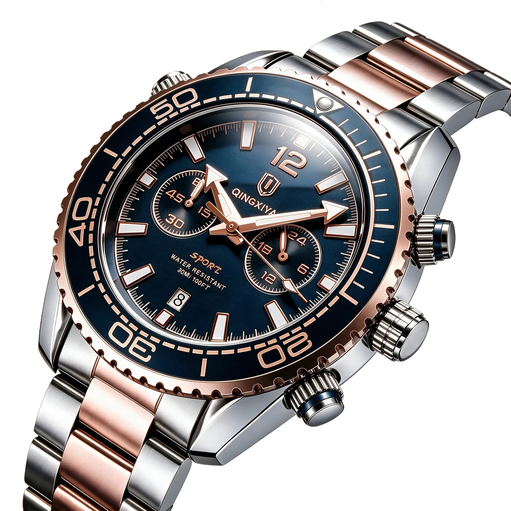 QINGXIYA Modische, kreative Herren-Quarzuhr, wasserdicht, leuchtend, Sport-Chronograph, Herrenuhr mit Datumsanzeige, Business-Uhren für Herren, Reloj – Detail 10