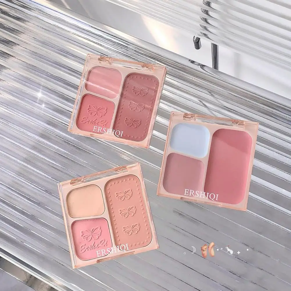 Blush a 3 colori Resa cromatica naturale Polvere delicata non volante Trucco viso naturale Matte Peach Rouge Contour Shadow Palette