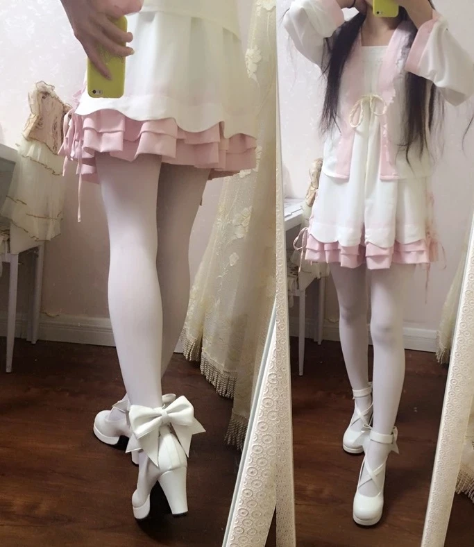 2021 Anime Puella Magi Madoka Magica Cosplay buty styl japoński Lolita wysokie obcasy dla kobiet Bowknot Girls Princess buciki