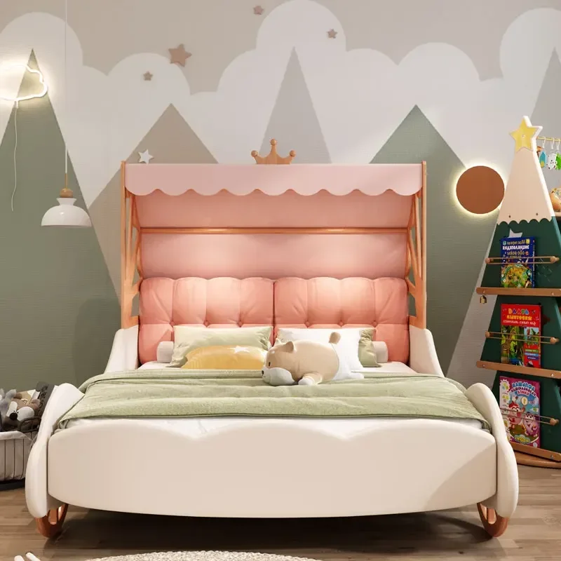 Lit de Princesse Moderne et observateur pour Enfant, Meuble de Maison de Luxe, Taille Queen