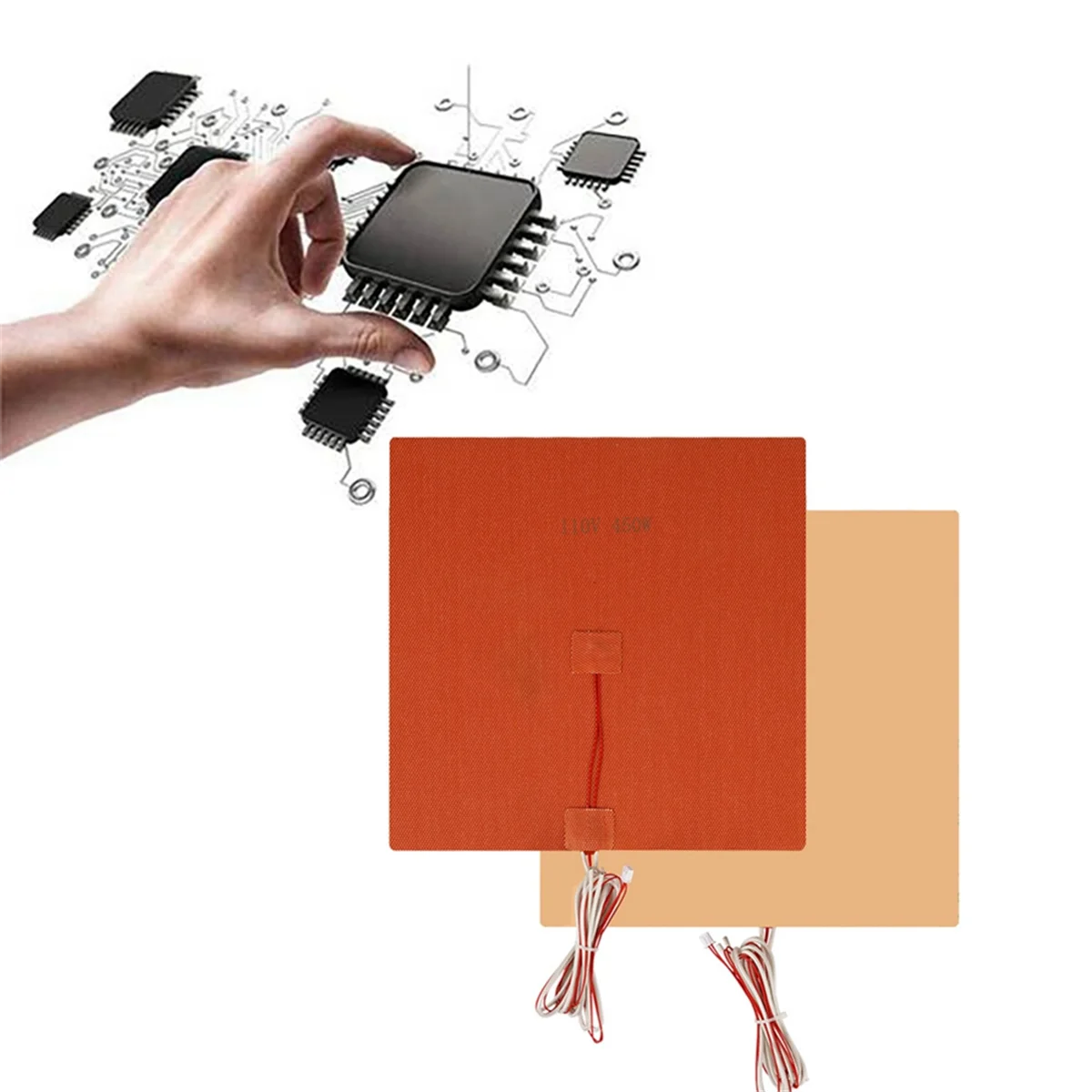 250X250mm 3D Printer Silicone Heater Pad Fiberglass Cloth 3D Printer Heated Bed 110V 450W 100cm Cable