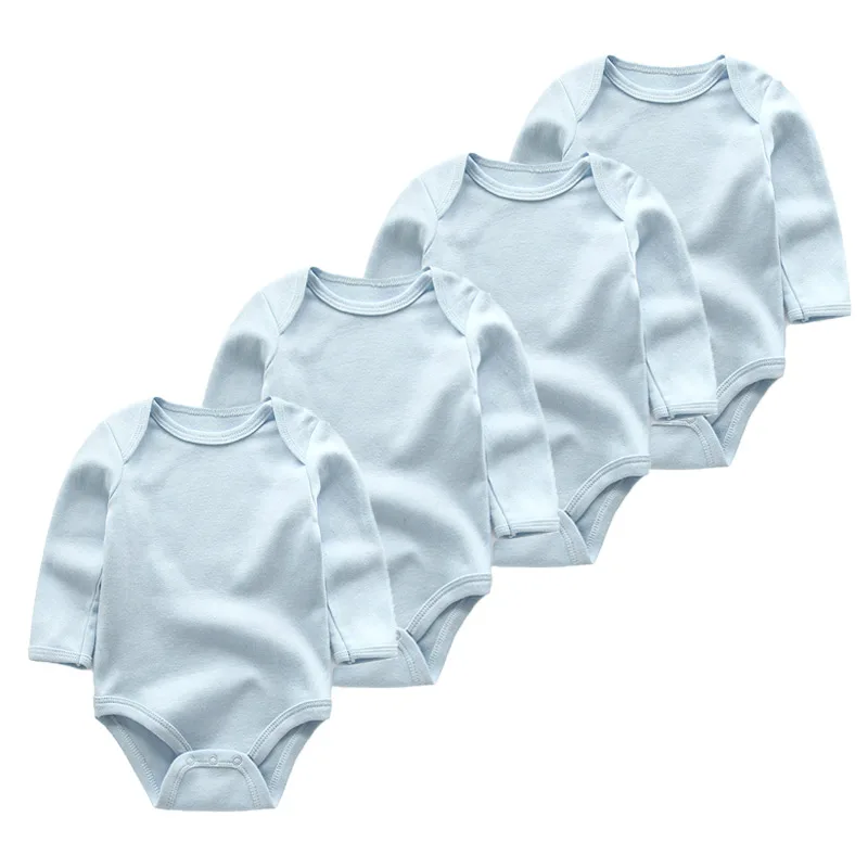 4Pcs/Lot Cartoon Baby Boy Girl Bodysuits Cotton Newborn Full Sleeve Onesies Infant Clothing Set