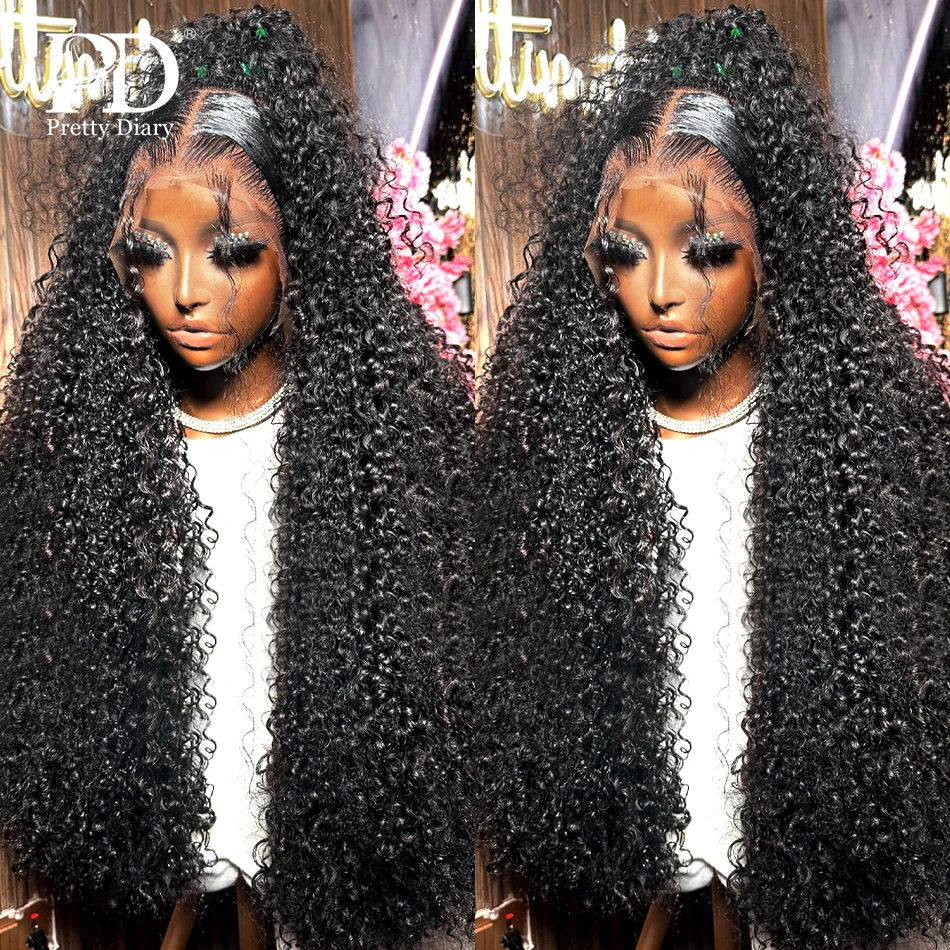 30 32 Inch Transparent 13x4 Water Curly Frontal Human Hair Wigs Brazilian 250% Loose Deep Wave Hair 13x6 HD Lace Front Wig