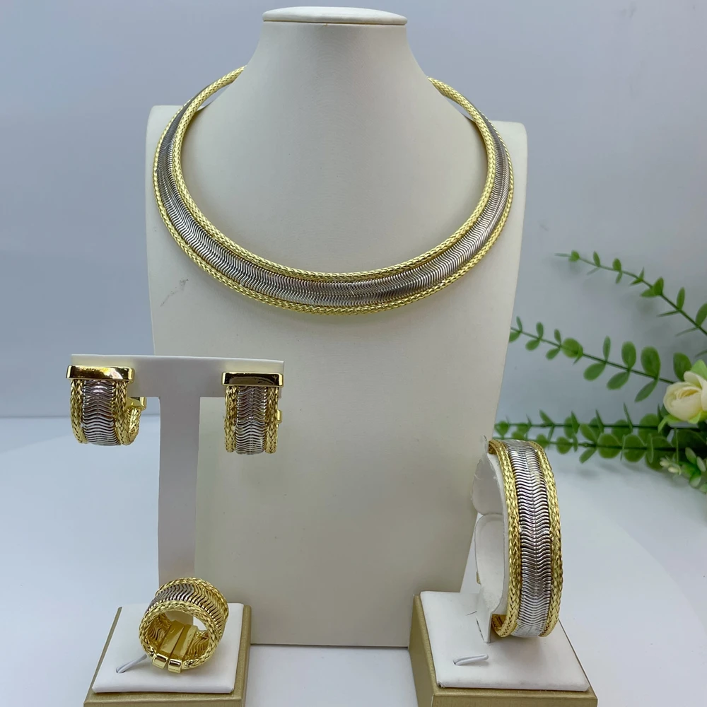 Brazilian Simple Style Necklace Luxury Quality African Bride Jewelry Set For Women Party Gifts FHK29104
