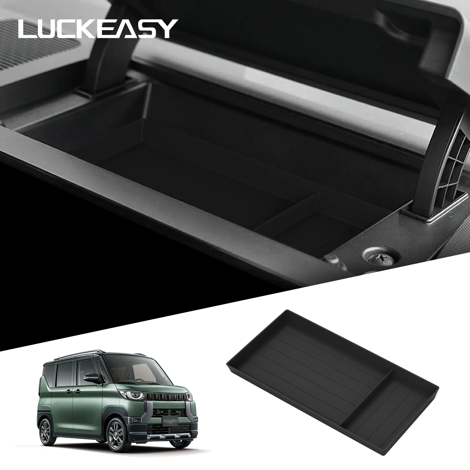 Für Mitsubishi Delica Mini 2025 Silikon Instrumententafel-Organizer Armaturenbrett-Aufbewahrungsbox Auto-Innenausstattung Zubehör Schwarz