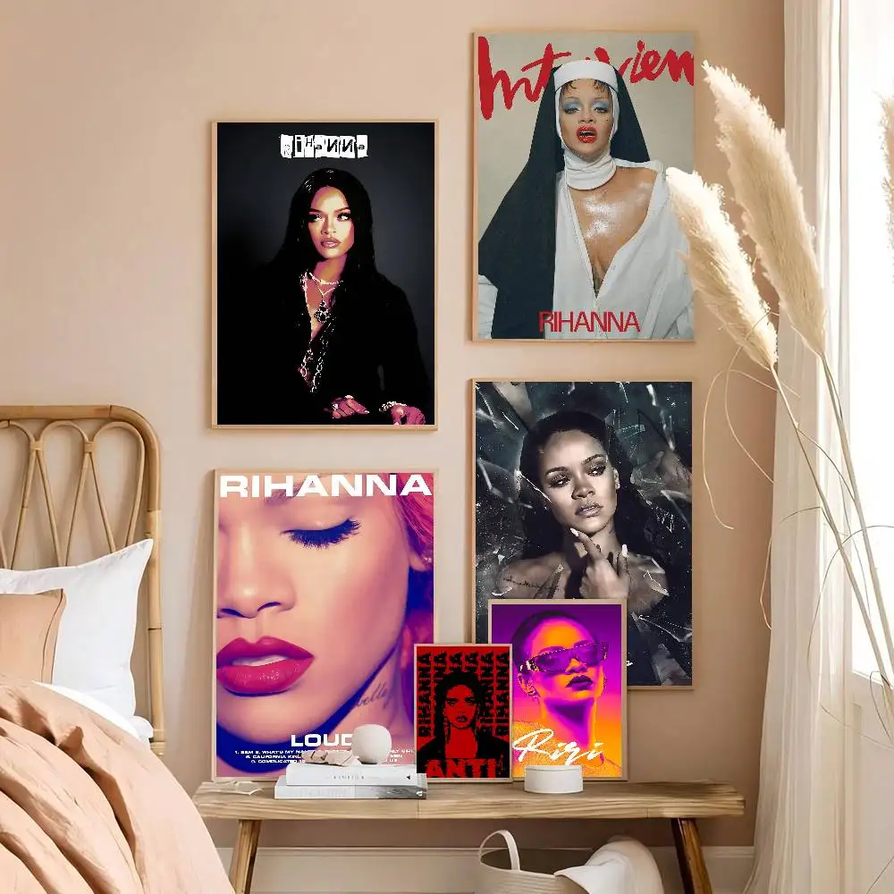 Hot Singer R-RIHANNAS Classic Vintage Posters Whitepaper Prints Posters Artwork Kawaii Room Decor
