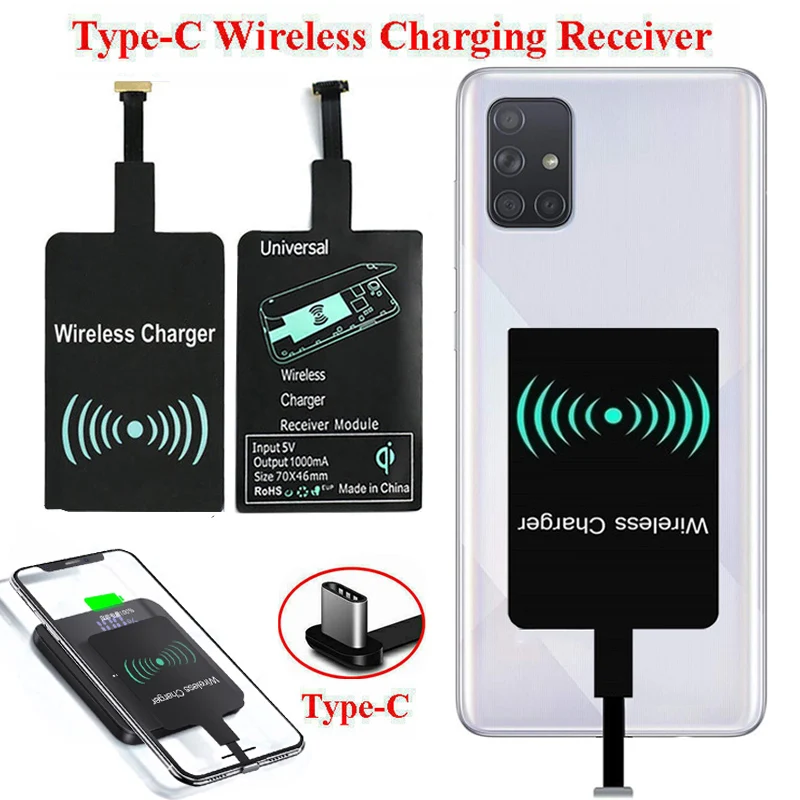 Wireless Charging Receiver for Type C Android Universal Fast Wireless Charger Adapter for Samsung Huawei Xiaomi Charging Patch