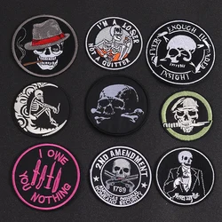 Black Patch punk Iron On Patches For Clothes DIY Embroidery Applique Fusible Patch DIY Ironing Stickers Badge