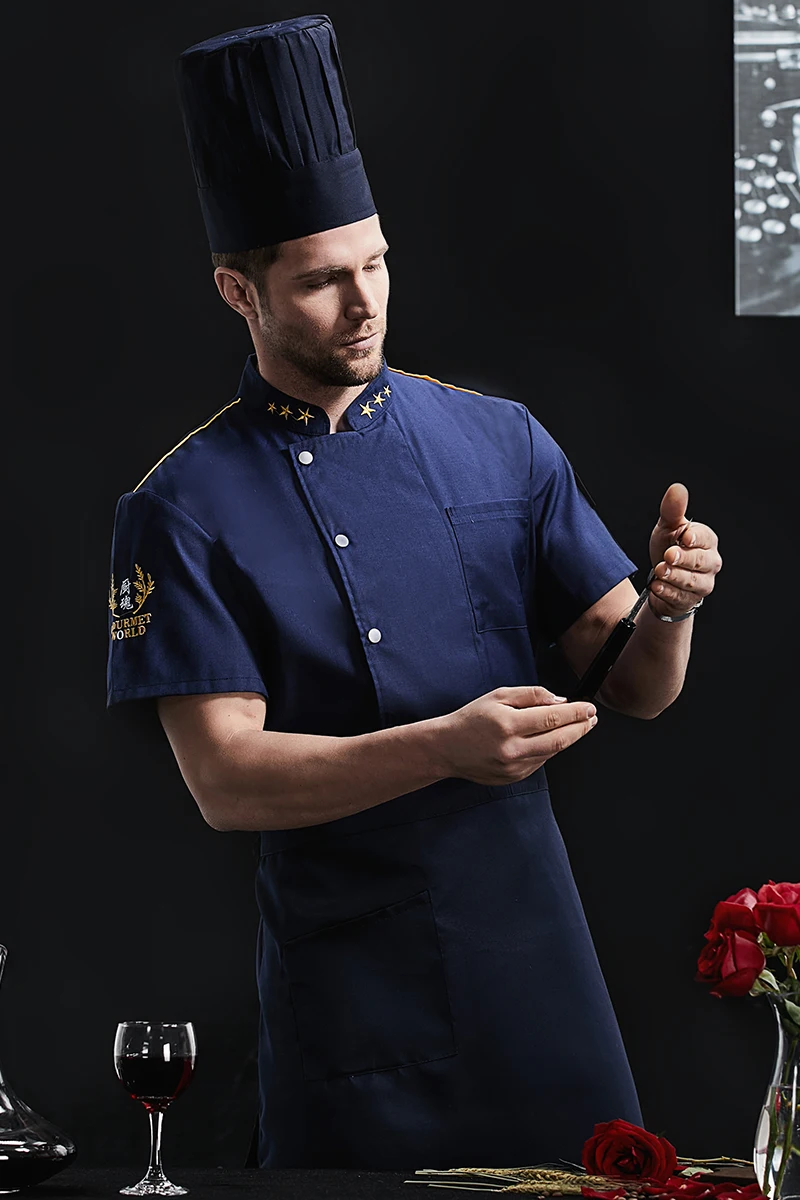 การจัดเลี้ยงทําอาหารเสื้อสีขาวร้านอาหารห้องครัว Chef เสื้อผ้า Baker ชุดทํางาน Waiter โรงแรมเสื้อผ้า Cook Jacket Cafe Overalls