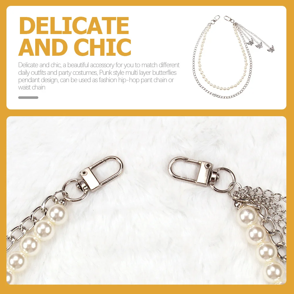 

2Pcs Punk Butterflies Pendant Double-Layer Pants Chain Women Hip-Hop Trousers Accessory Pants Chain Clothing Accessory
