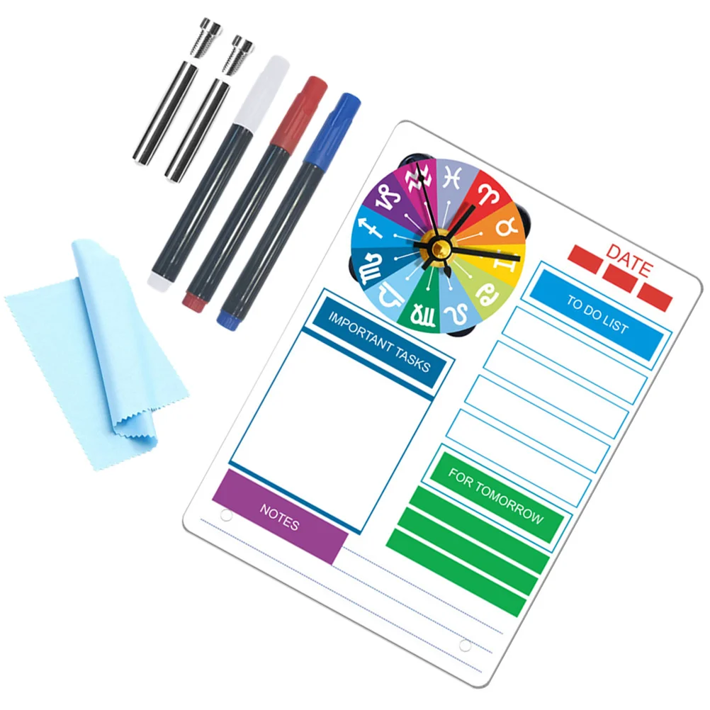 1 مجموعة 1 مجموعة مكتب ساعة السبورة الاكريليك سطح المكتب مخطط مجلس مكتب منظمة المنزل لتقوم بها بنفسك رسالة قابلة للمسح المفكرة منضدية