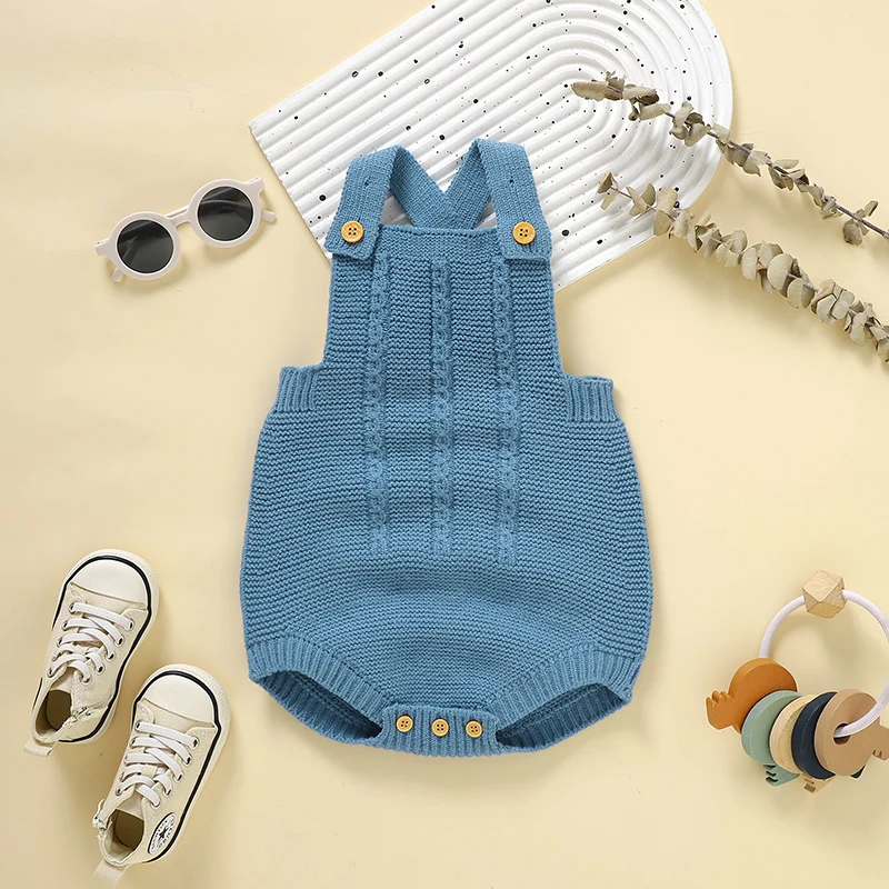 Toddler Baby Bodysuit Knit Infant Boy Girl Jumpsuit Sleeveless Summer Newborn Kid Clothes Fashion Solid 0-18M Overall Top Romper