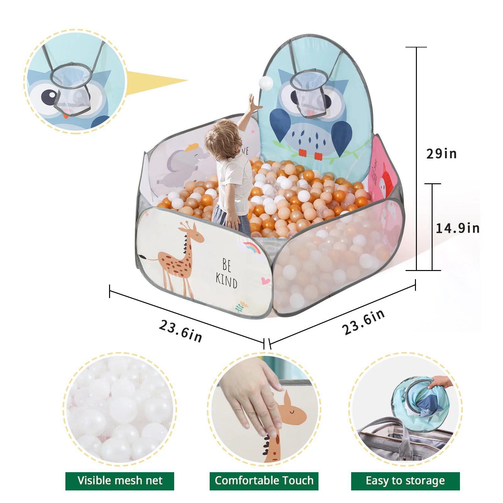 1 قطعة/مجموعة حفرة كروية قابلة للطي (بدون كرات) مع خيمة لعب بنمط سهلة التنظيف ومتينة للتفاعل بين الوالدين والطفل كهدية للأطفال #2